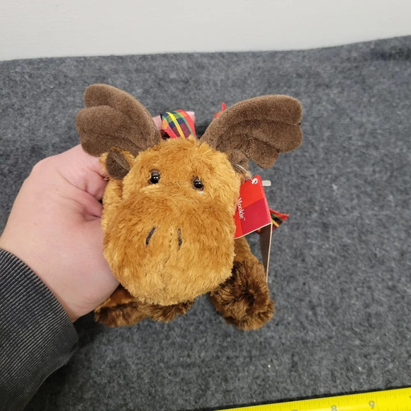 🌴3/$15🌴 Mookie the Christmas Moose 🫎  wearing plaid scarf RUSS vintage - Picture 2 of 12